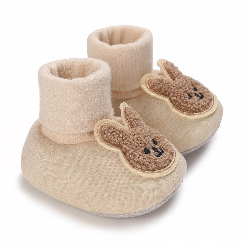 Chaussons bottines bébé beige à applique lapin
