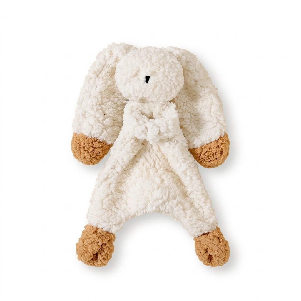 Doudou lapin en bouclette écru et caramel