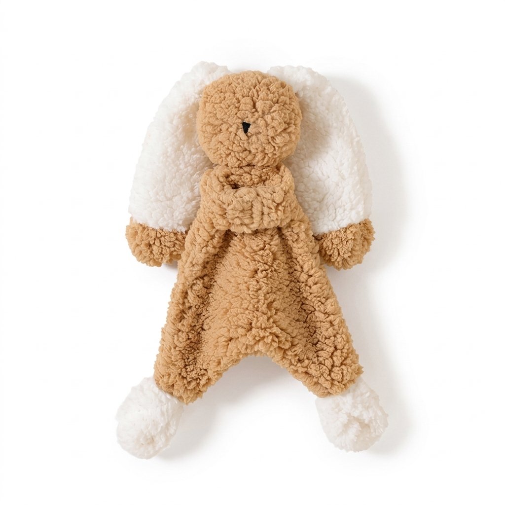 Doudou lapin en bouclette caramel
