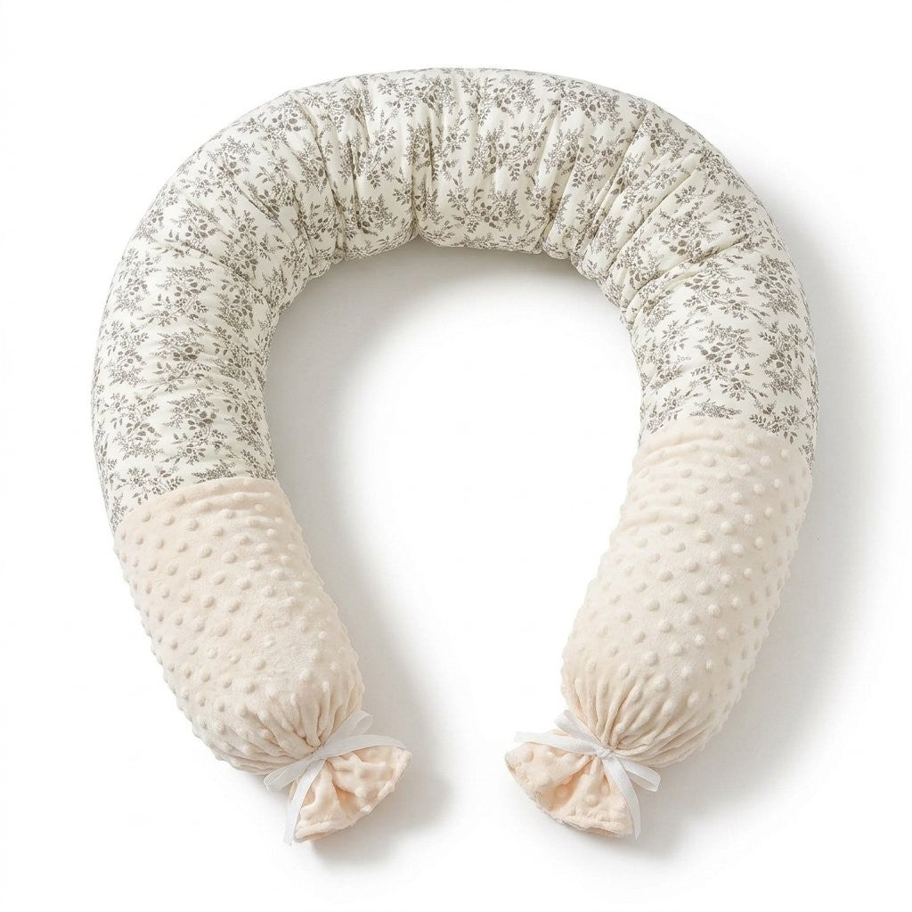 Tour de lit boudin en coton imprimé fleurs et minky