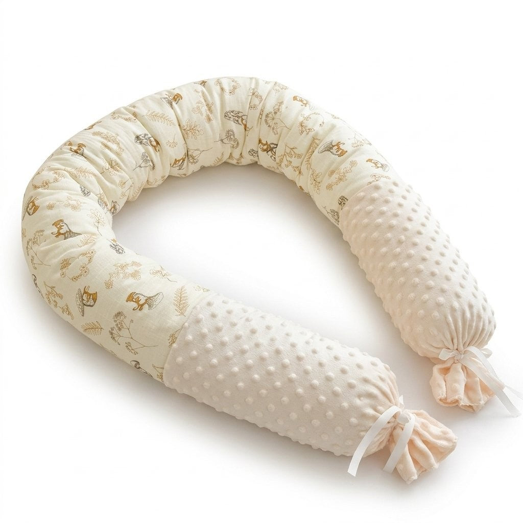 Tour de lit boudin en coton imprimé lapins et minky