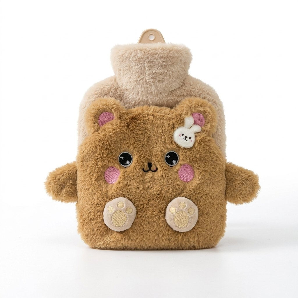 Bouillotte peluche ourson marron