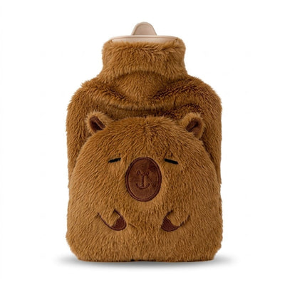 Bouillotte peluche capybara endormi marron