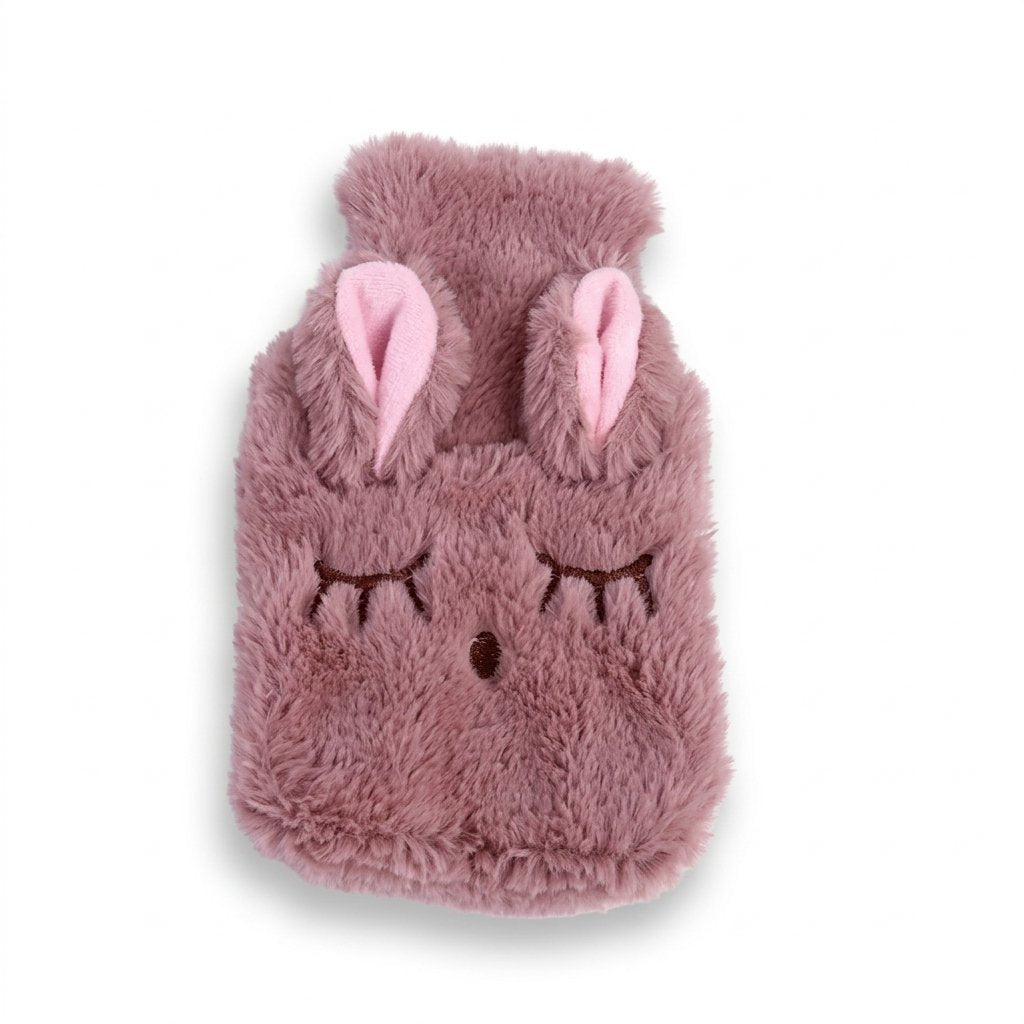Bouillotte peluche lapin endormi couleur café
