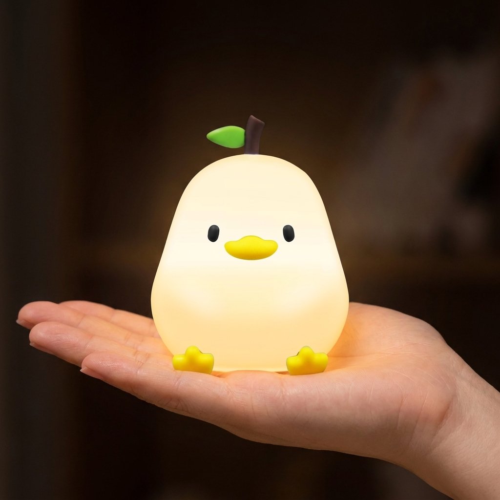 Veilleuse canard allumée dans la paume de la main