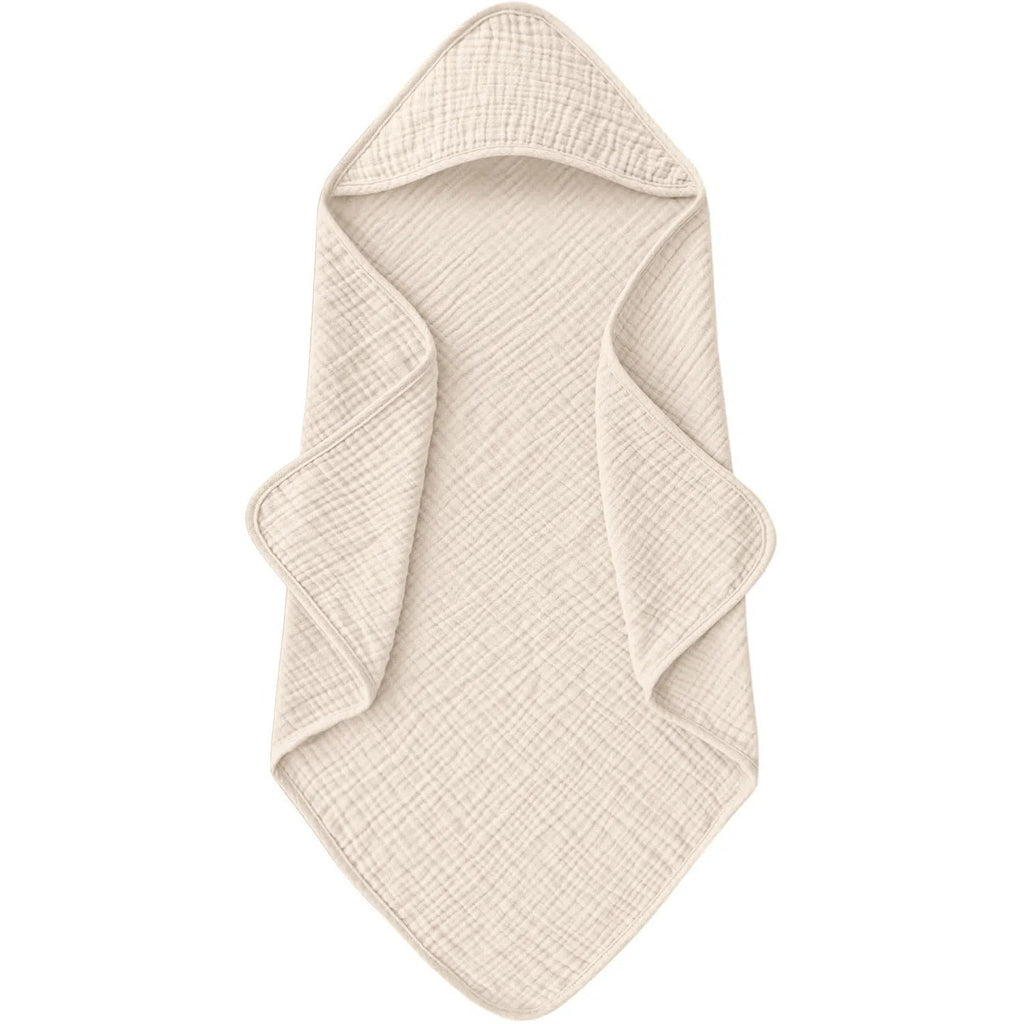Cape de bain bébé en gaze de coton crème