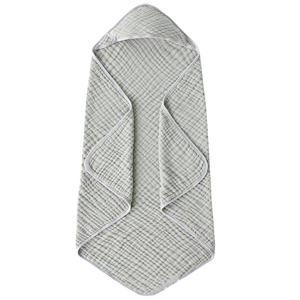 Cape de bain bébé en gaze de coton gris