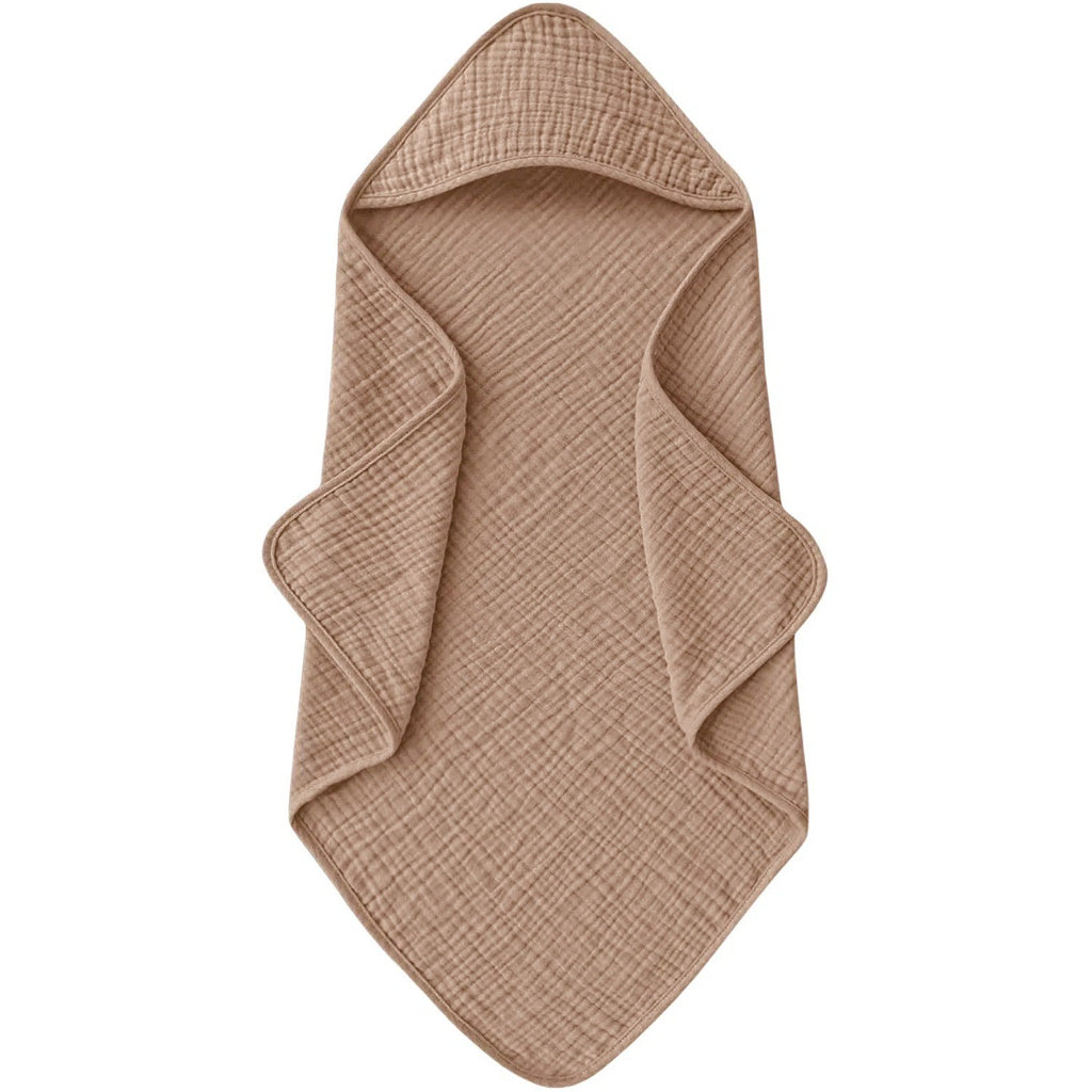 Cape de bain bébé en gaze de coton marron