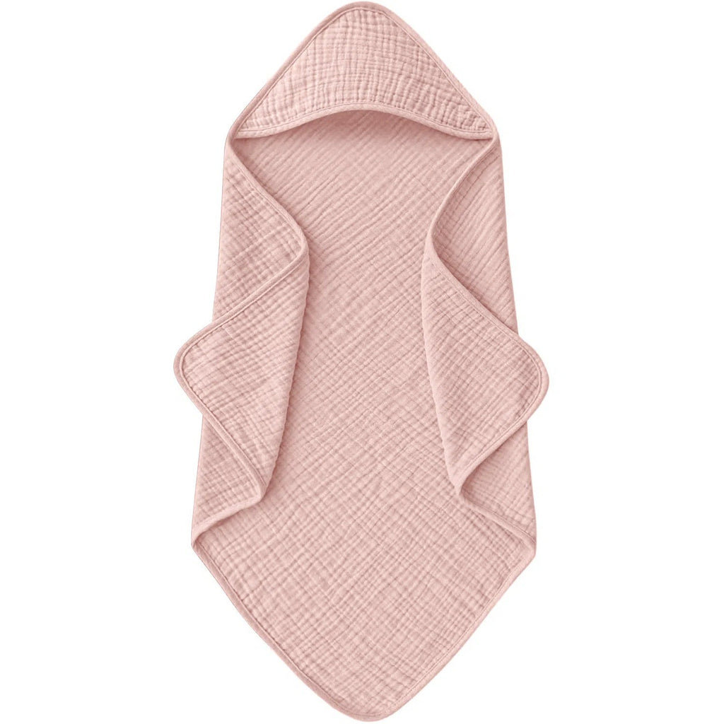 Cape de bain bébé en gaze de coton rose poudré
