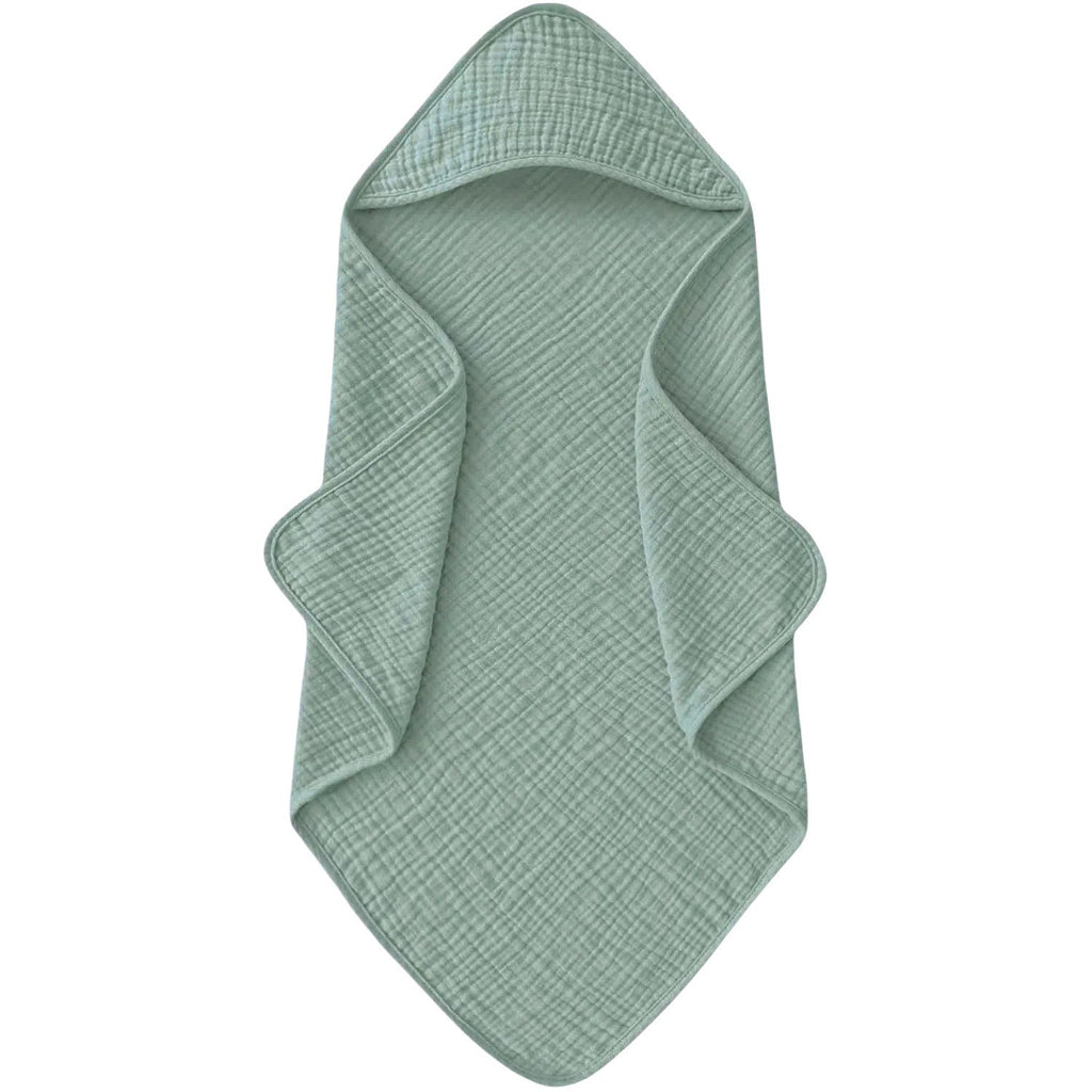 Cape de bain bébé en gaze de coton vert sauge