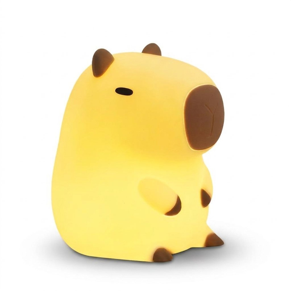 Veilleuse capybara jaune au museau marron