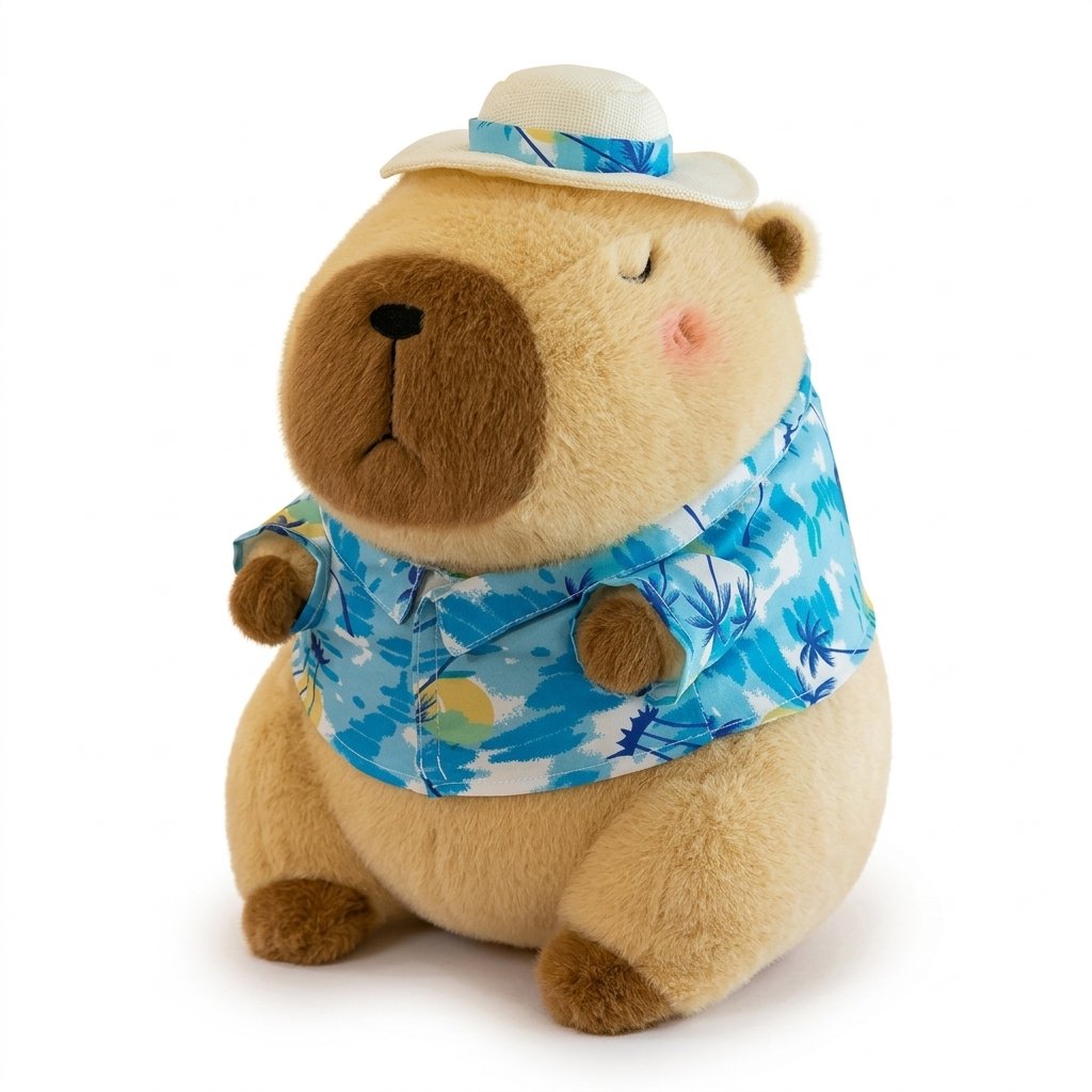Peluche capybara en chemise d'été