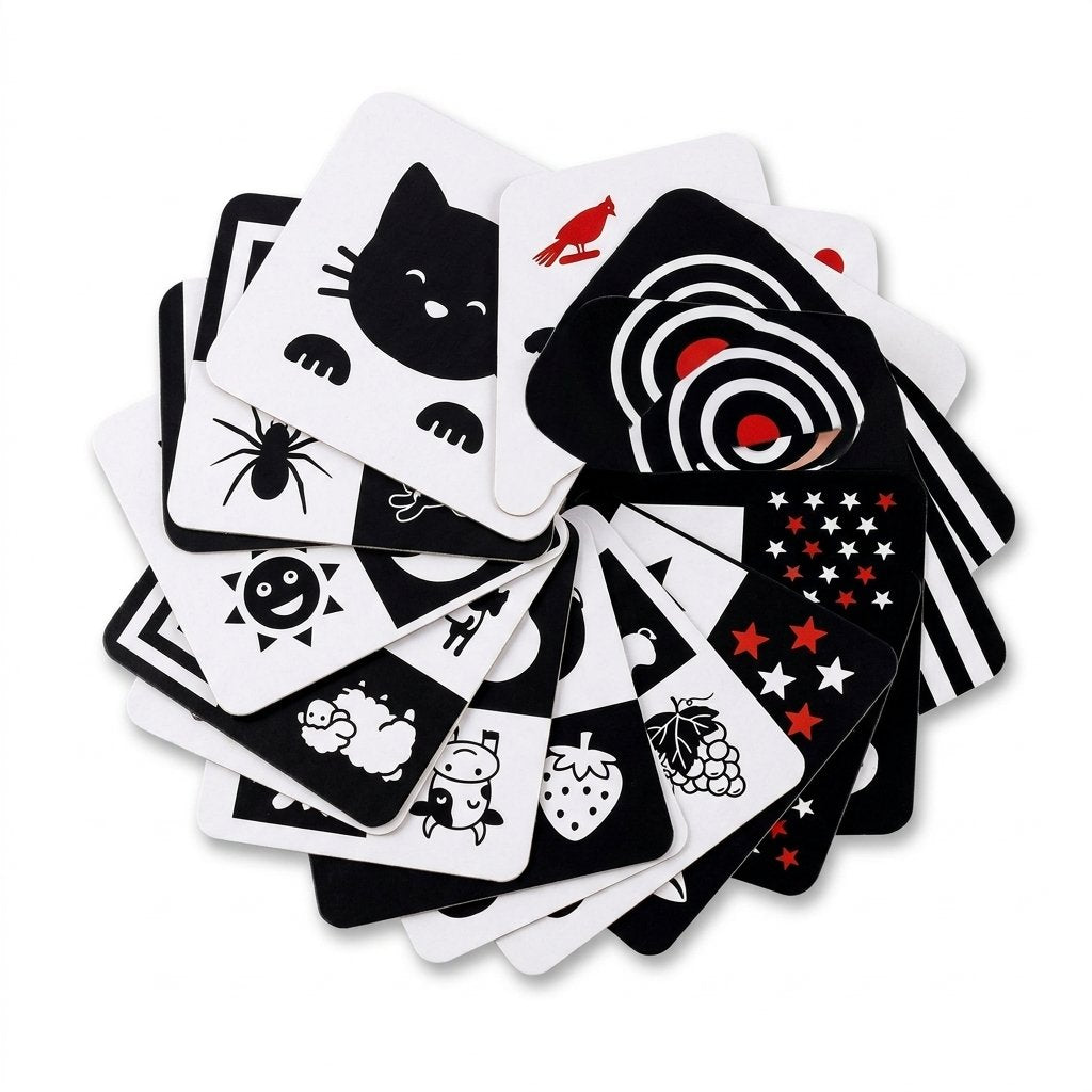 Cartes contrastées bébé noir, blanc et rouge Image