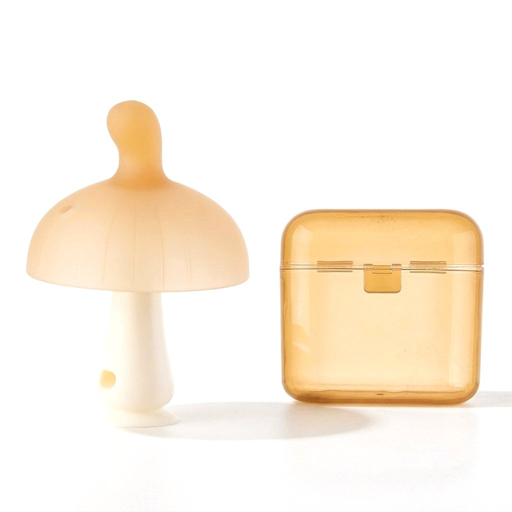 Anneau de dentition champignon en silicone et sa boîte de rangement