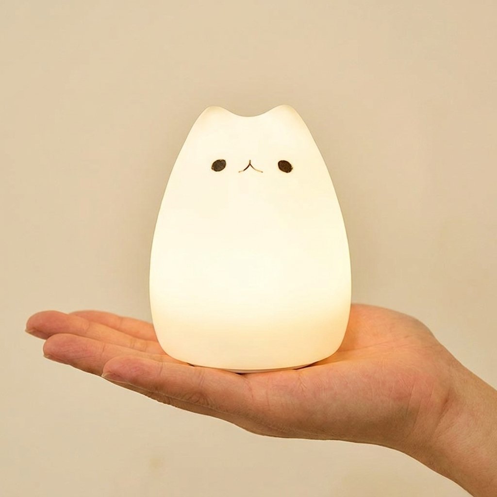 Veilleuse chaton dans la paume de la main