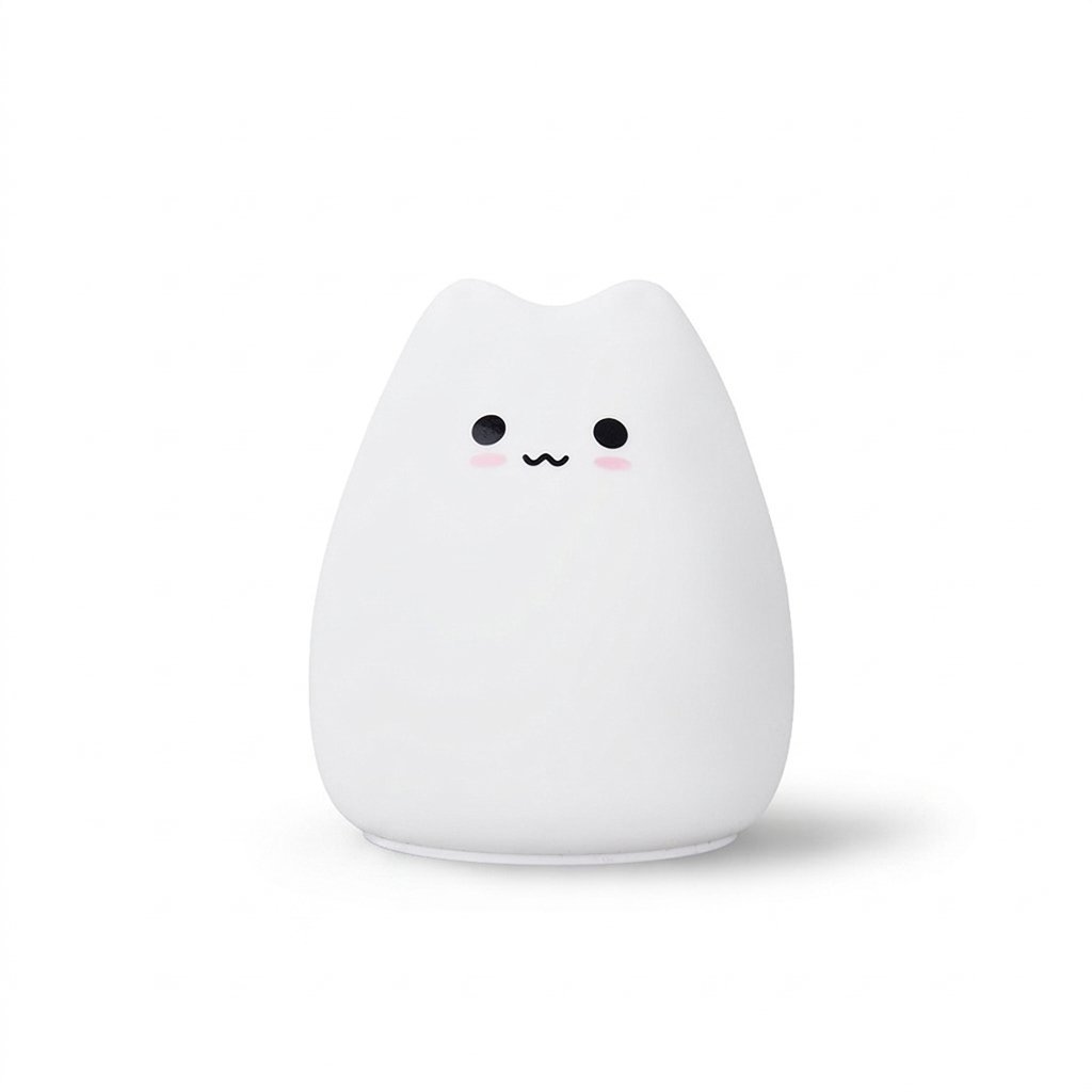 Veilleuse chaton blanche au sourire