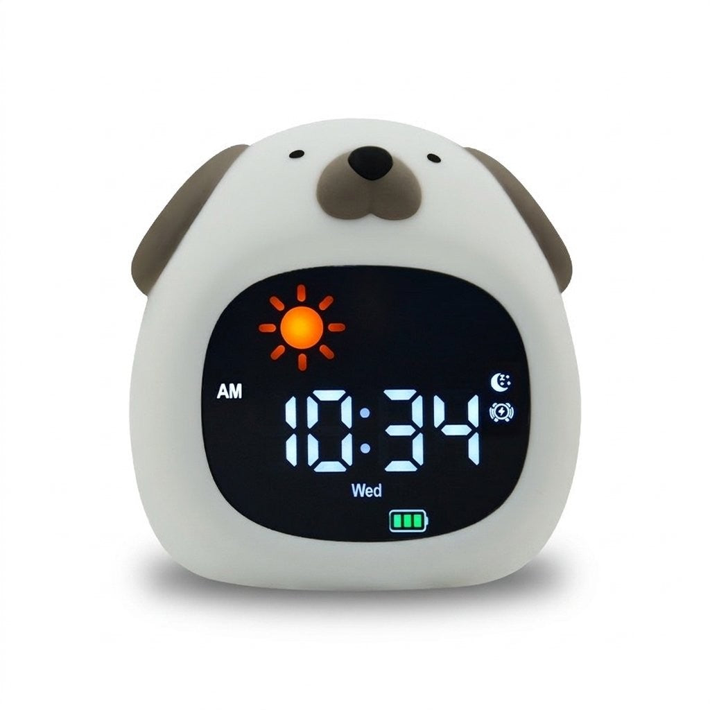 Réveil veilleuse chiot en silicone blanc