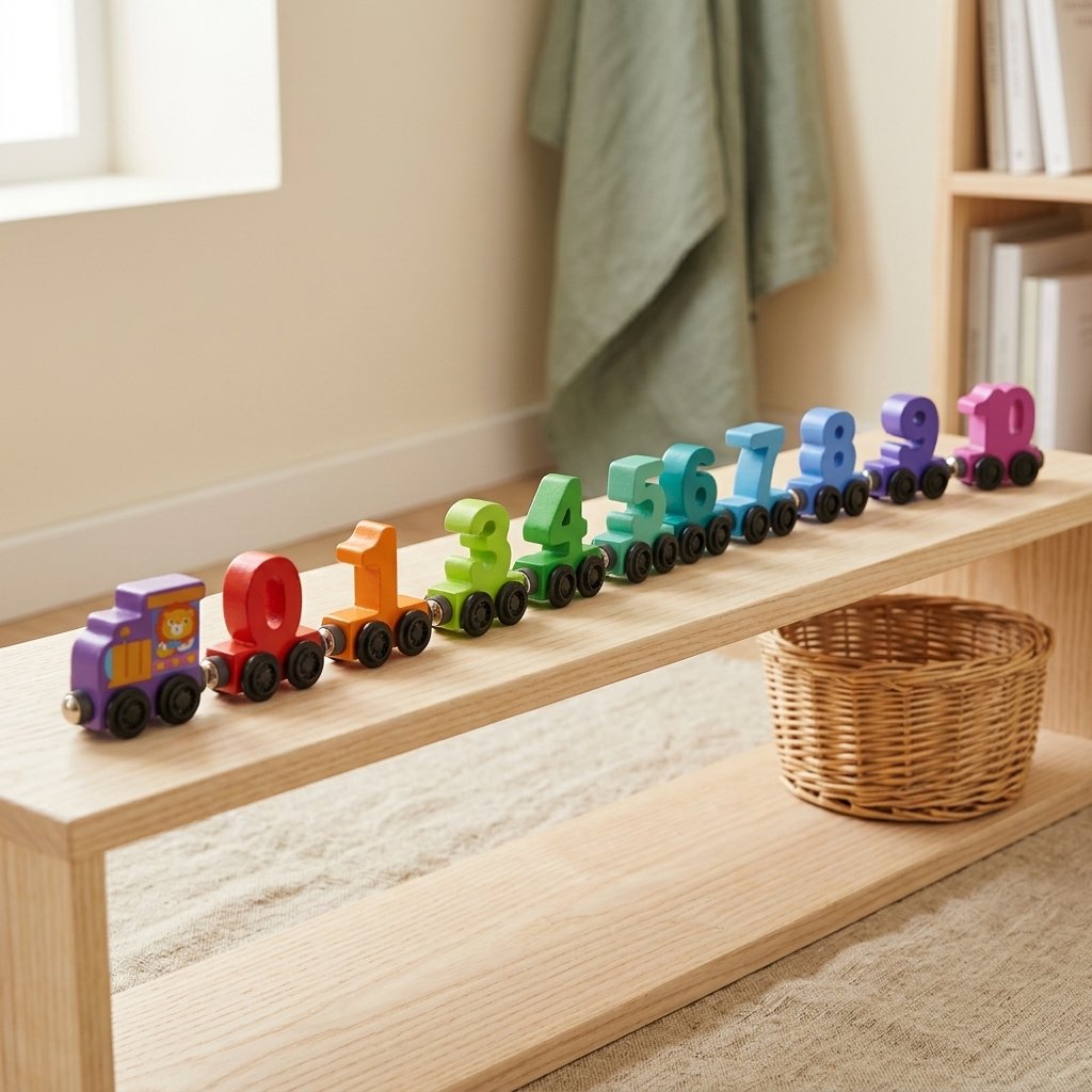 Train magnétique chiffres sur une étagère