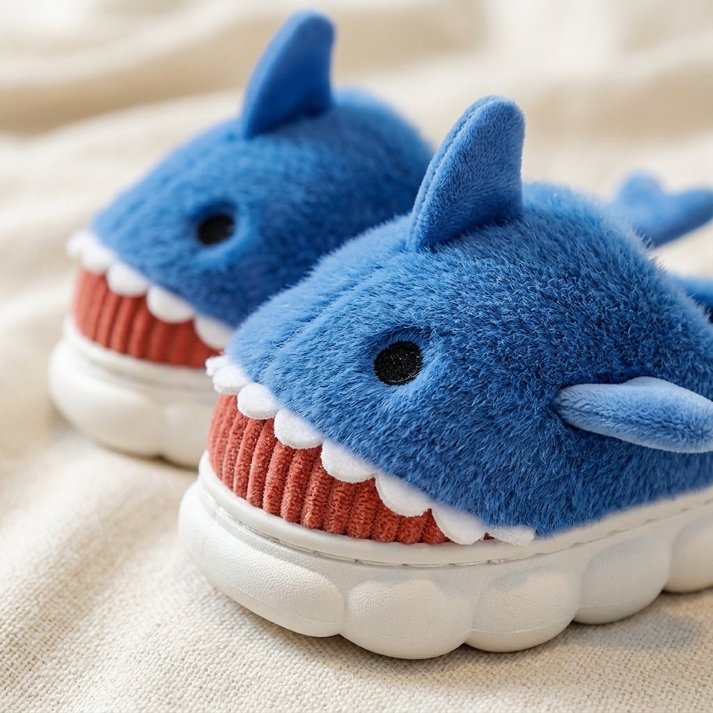 Détail de la bouche à dents et de l’œil d’un chausson requin