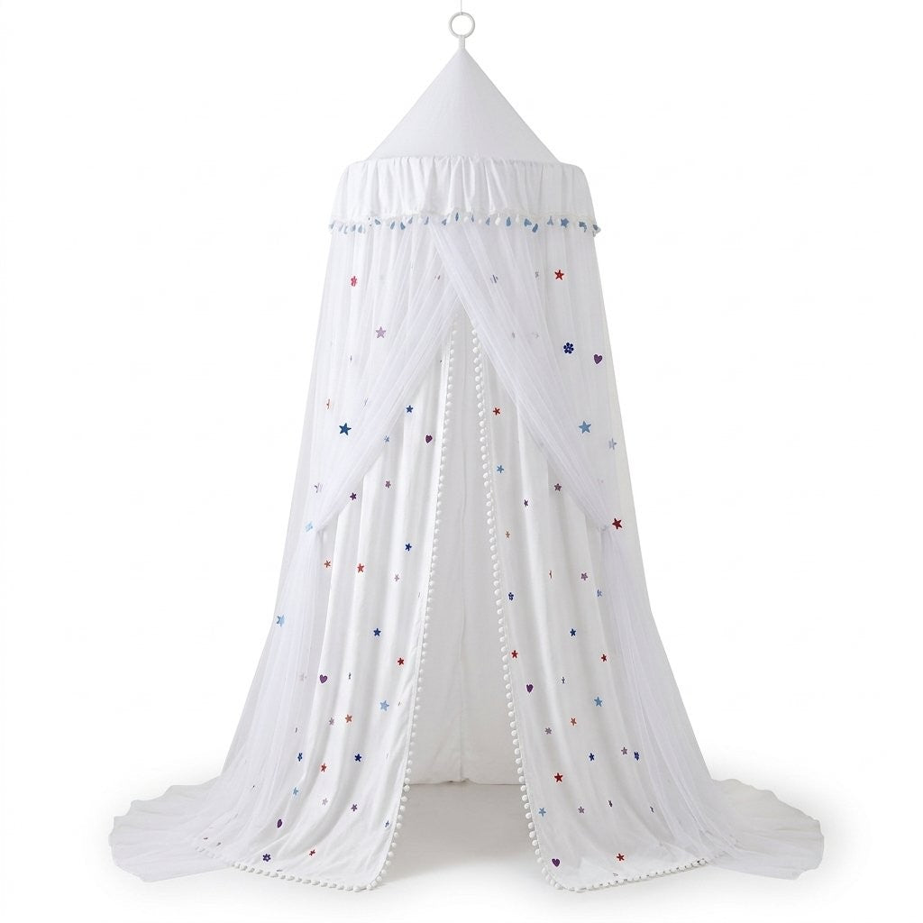 Ciel de lit double voile blanc et tulle blanc