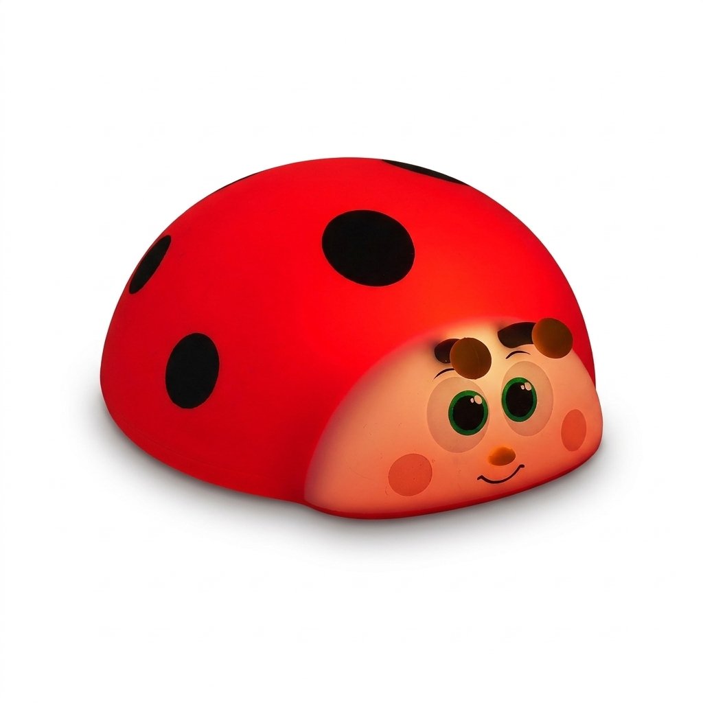 Veilleuse coccinelle allumée