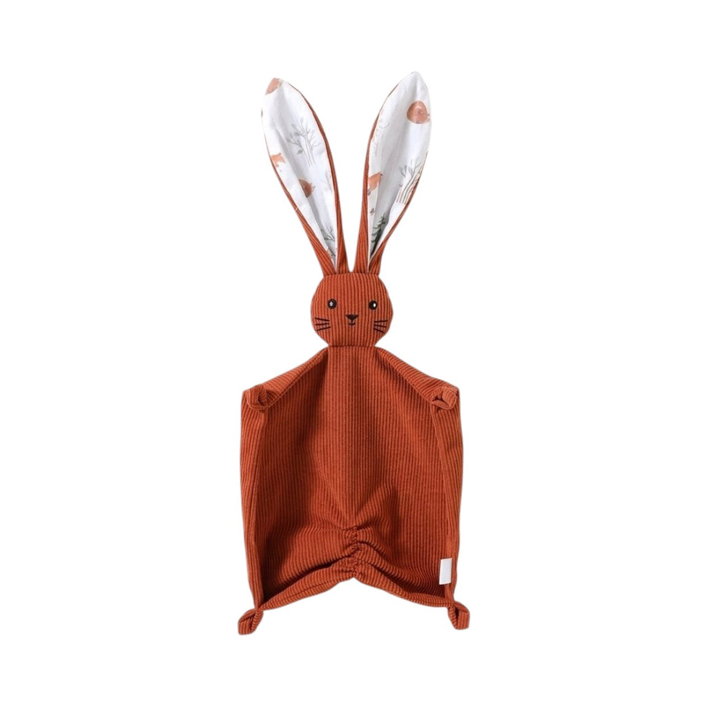 Doudou lapin en velours côtelé terracotta