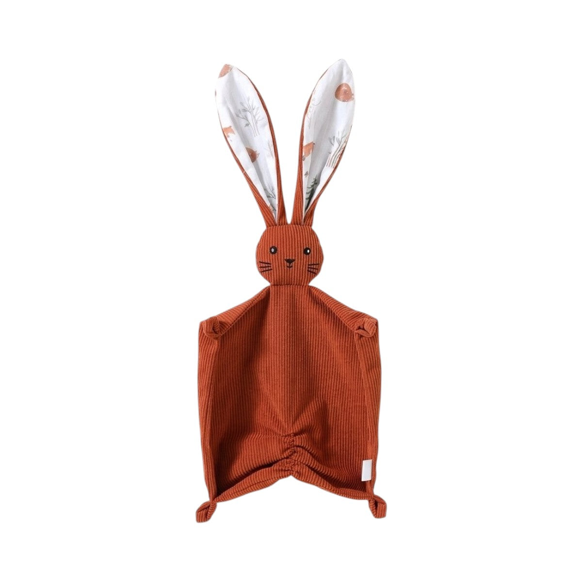 Doudou lapin en velours côtelé terracotta