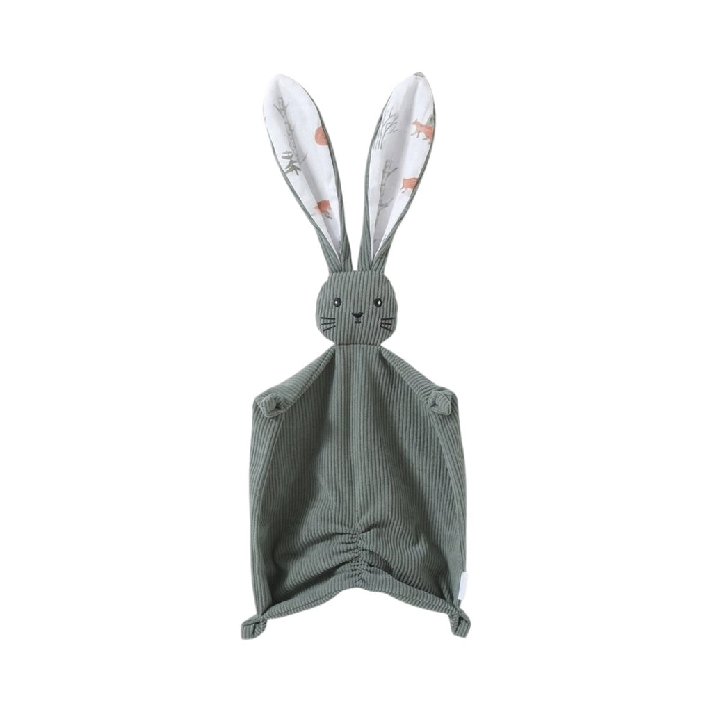 Doudou lapin en velours côtelé vert sauge