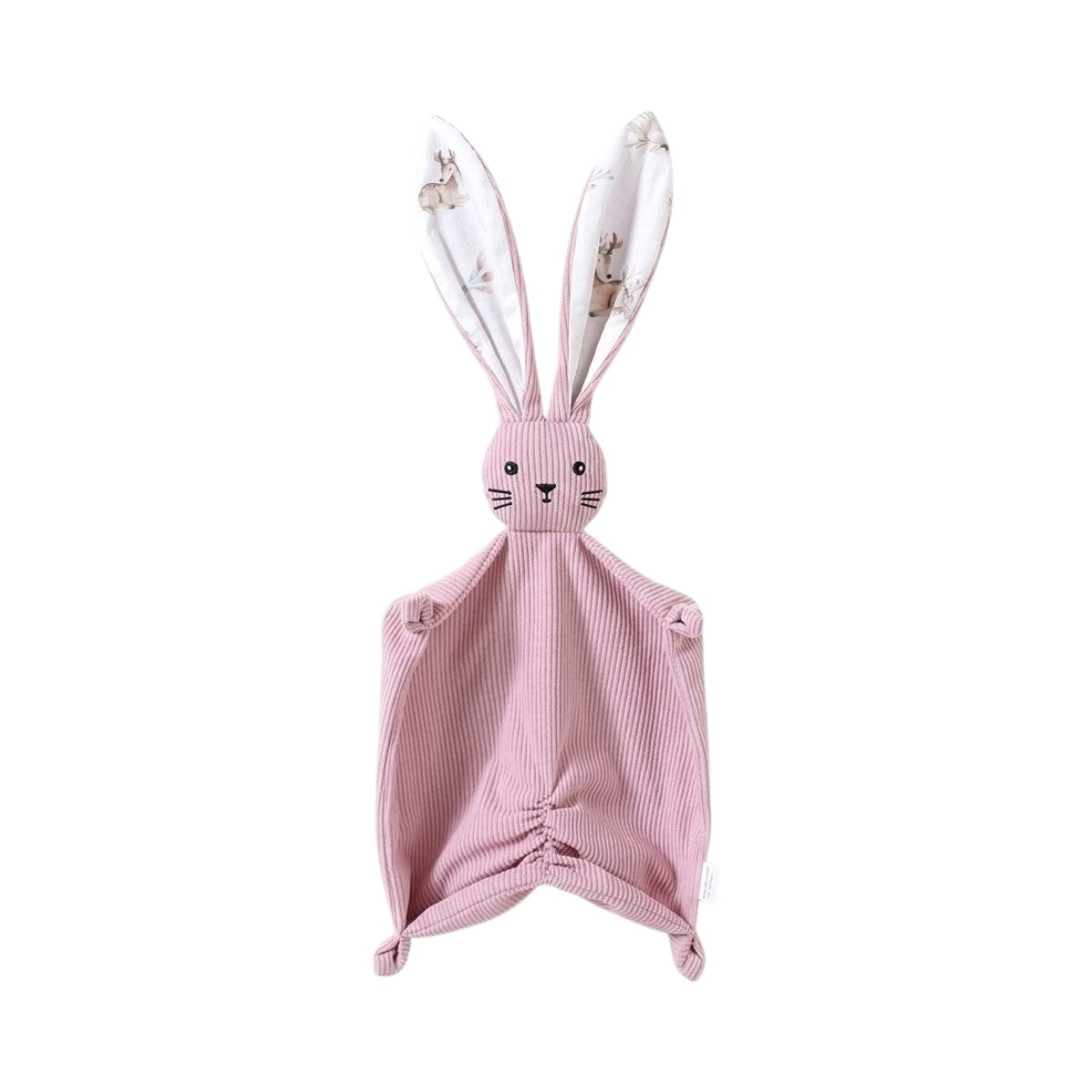 Doudou lapin en velours côtelé rose poudré