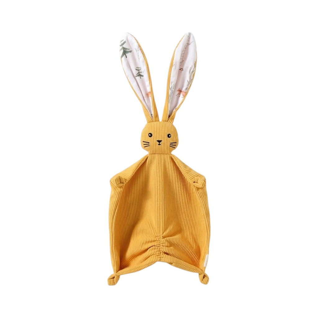 Doudou lapin en velours côtelé moutarde