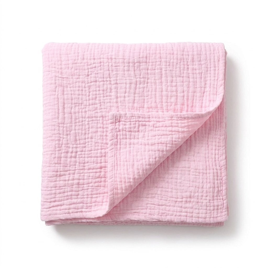 Couverture épaisse en gaze de coton rose