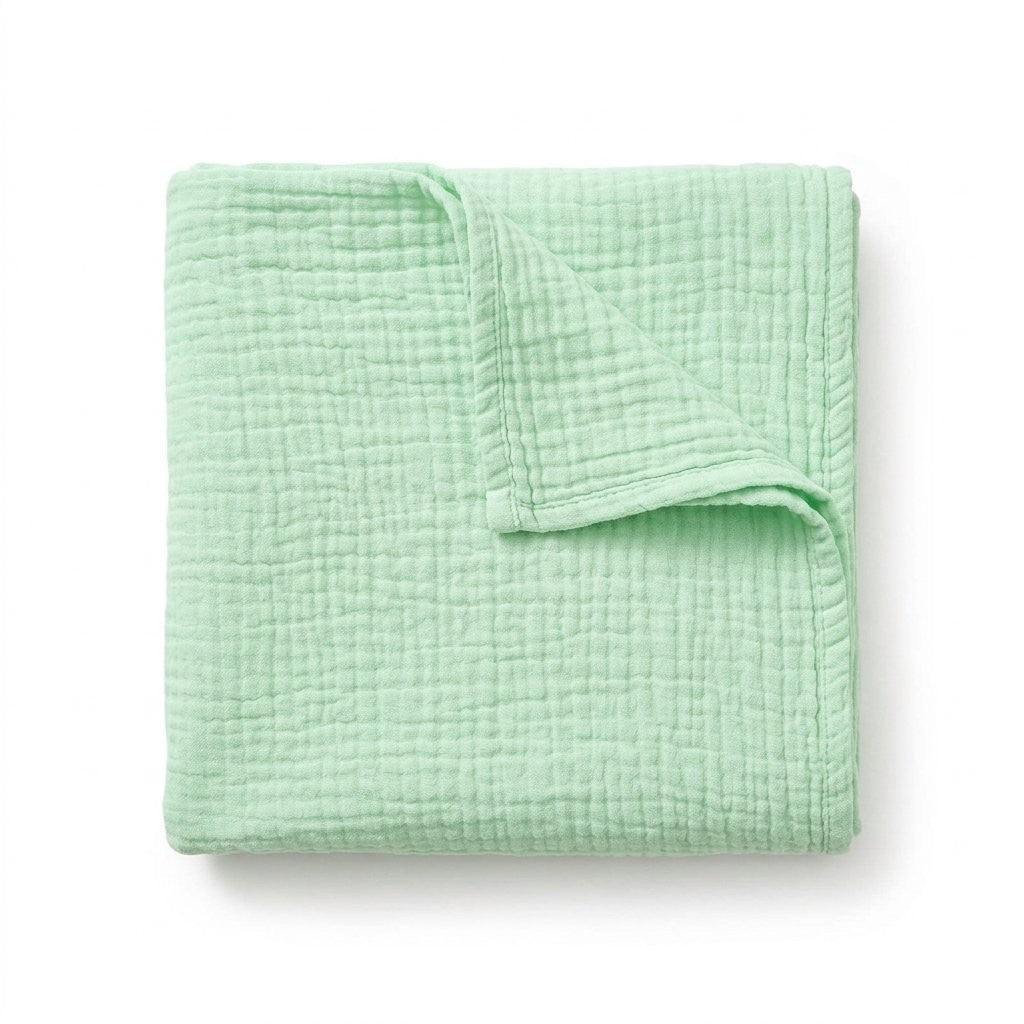 Couverture épaisse en gaze de coton vert d'eau