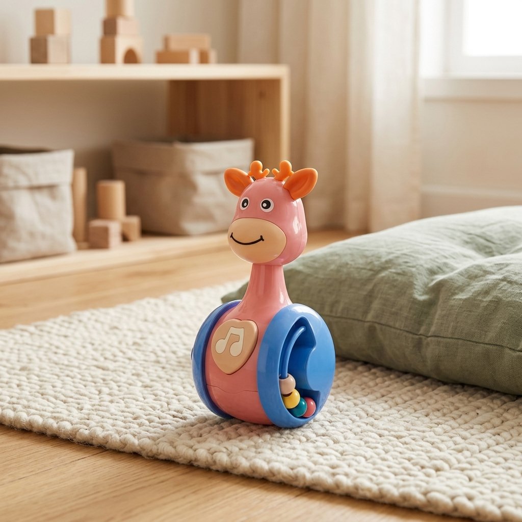 Culbuto faon sur un tapis crème