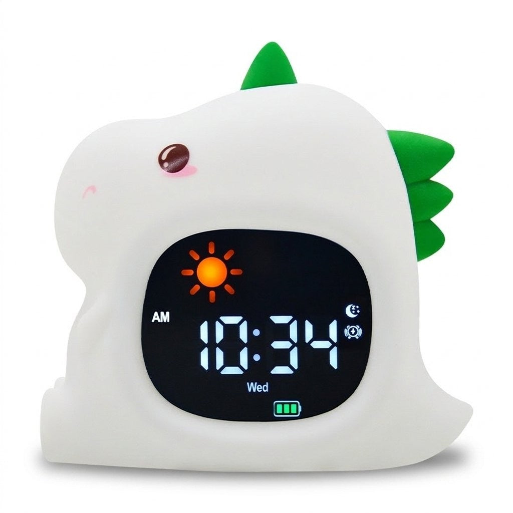 Réveil veilleuse dinosaure en silicone blanc