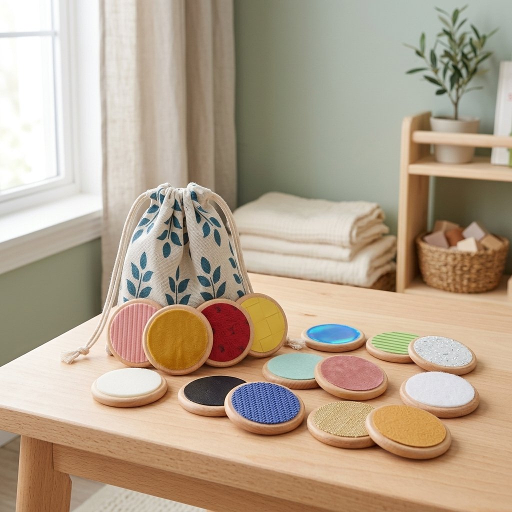Disques tactiles sur une petite table d'enfant