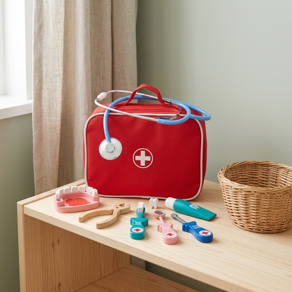 Sacoche de docteur rangée sur une étagère basse Image