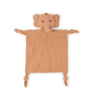 Doudou éléphant en gaze de coton terracotta