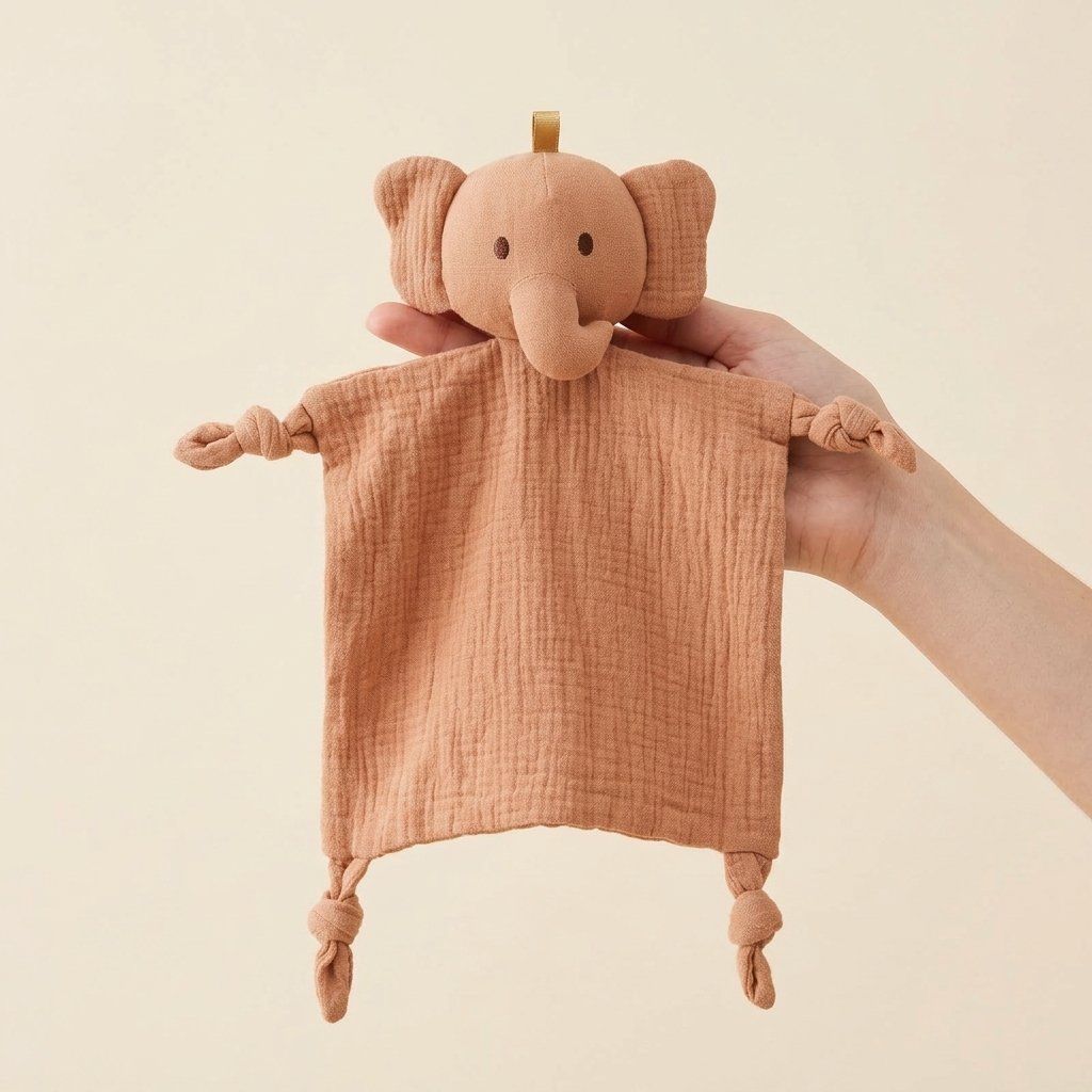 Doudou éléphant ANATOLE tenu dans la main
