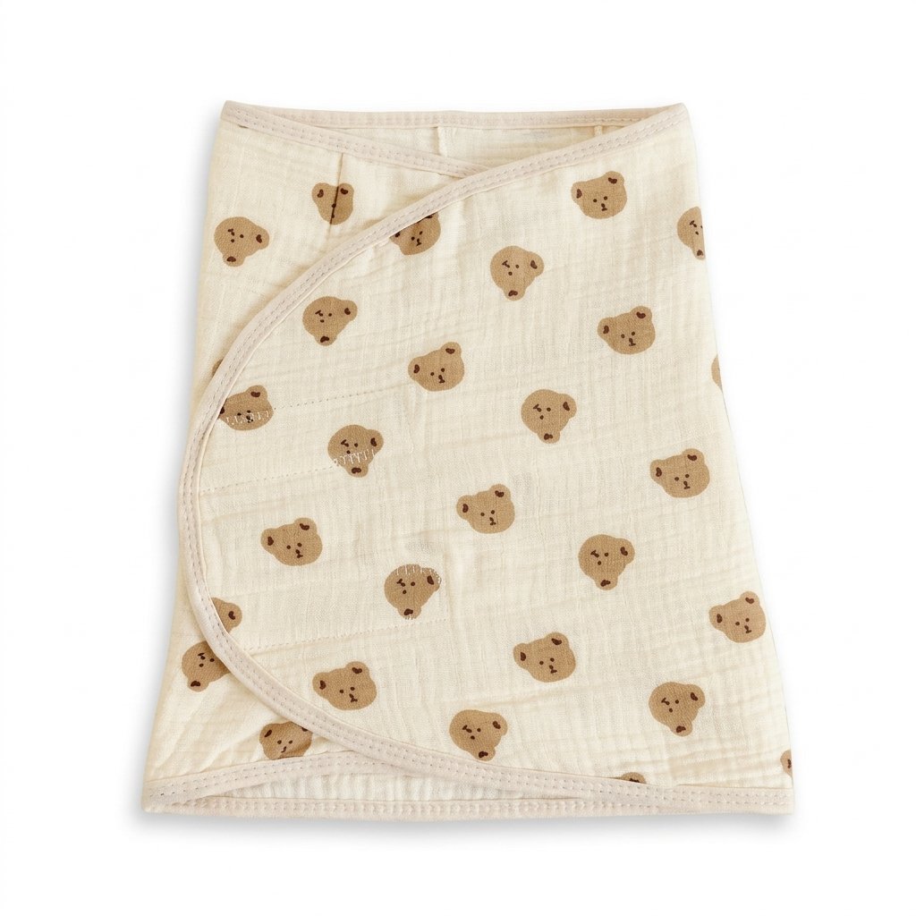 Bandeau d'emmaillotage en gaze de coton imprimé oursons