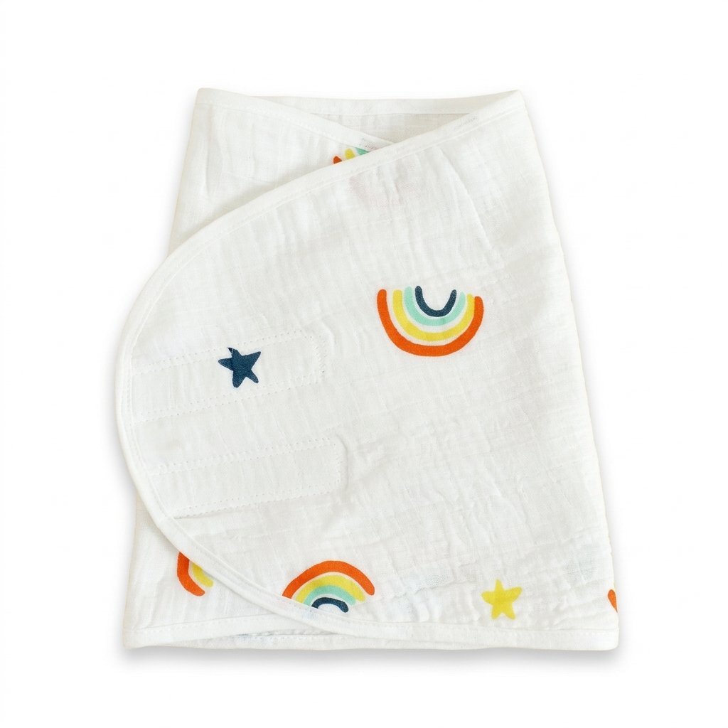Bandeau d'emmaillotage blanc imprimé arcs-en-ciel