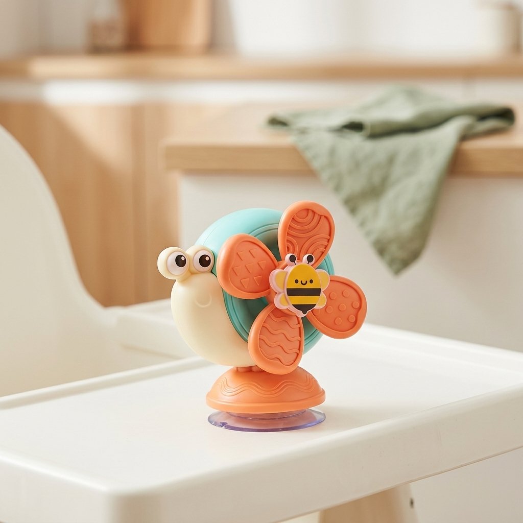 Escargot à ventouse fixé sur une chaise haute