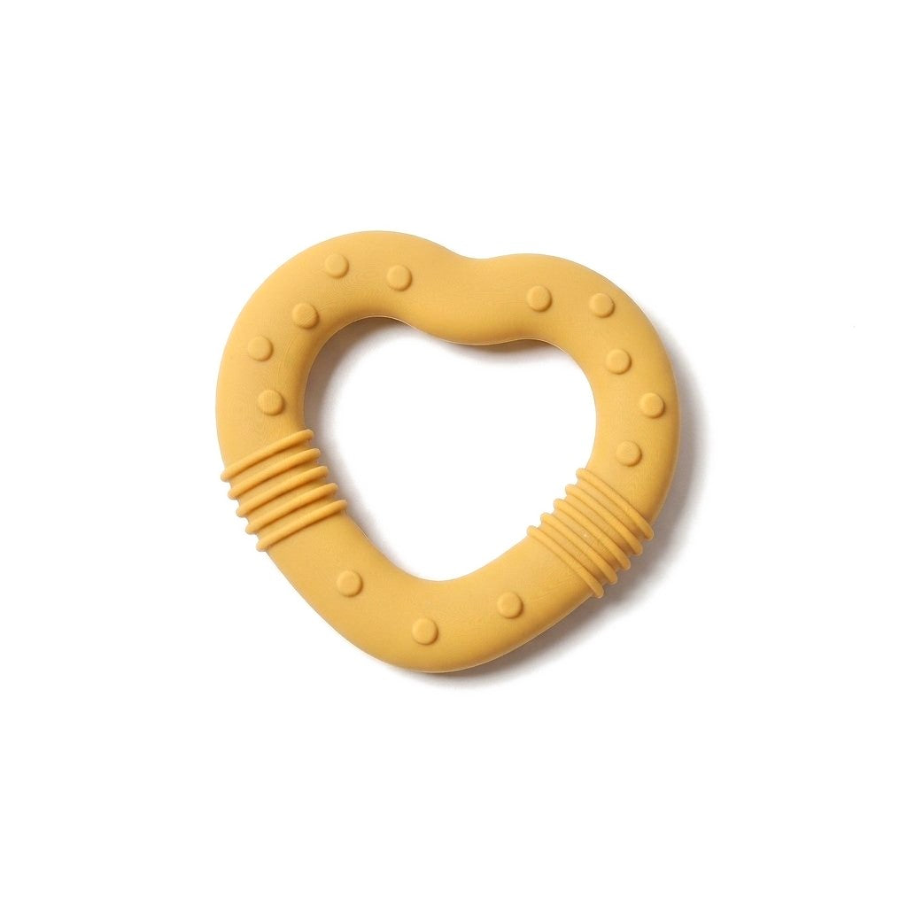 Anneau de dentition cœur moutarde