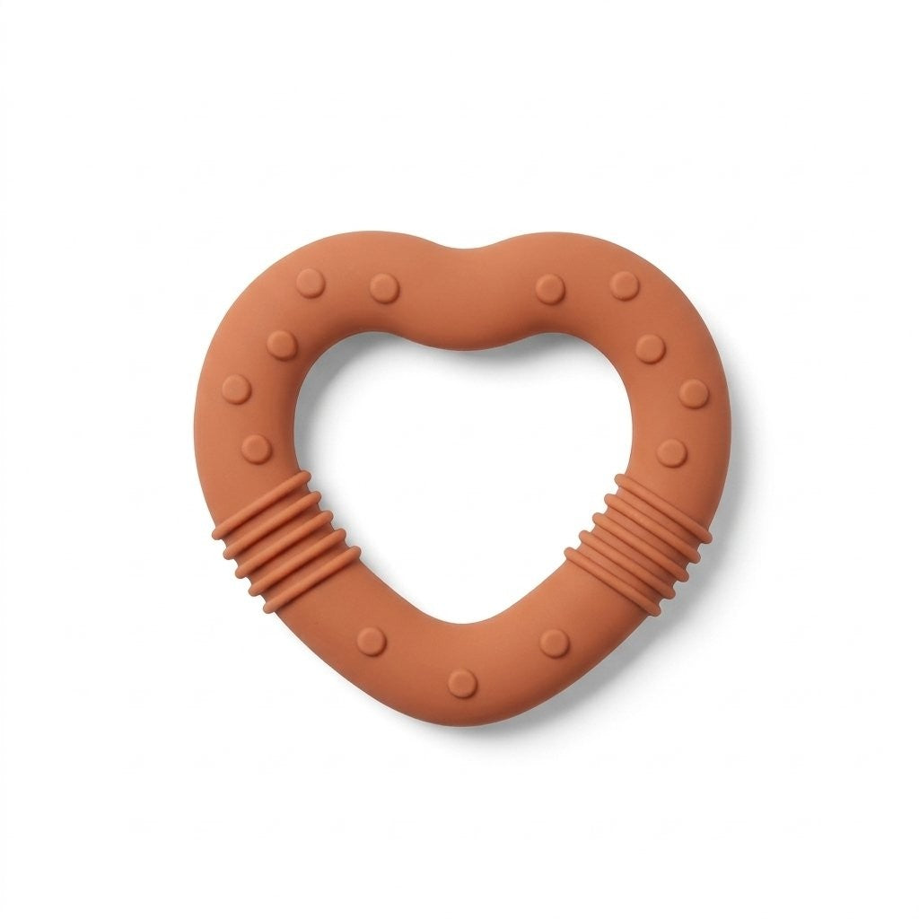 Anneau de dentition cœur terracotta