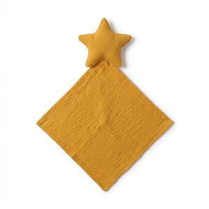 Doudou étoile en gaze de coton moutarde