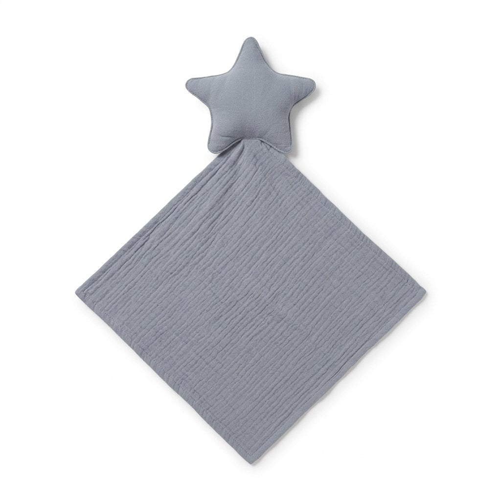 Doudou étoile en gaze de coton gris