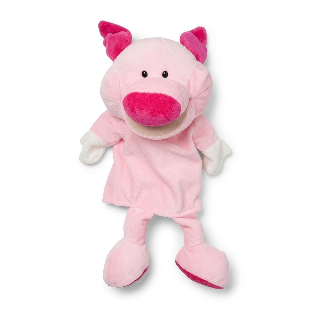 Marionnette à main cochon en peluche