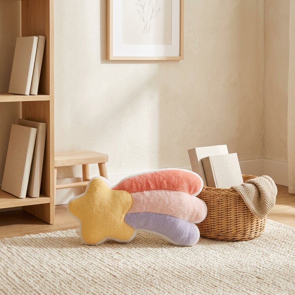Coussin étoile filante dans un coin lecture
