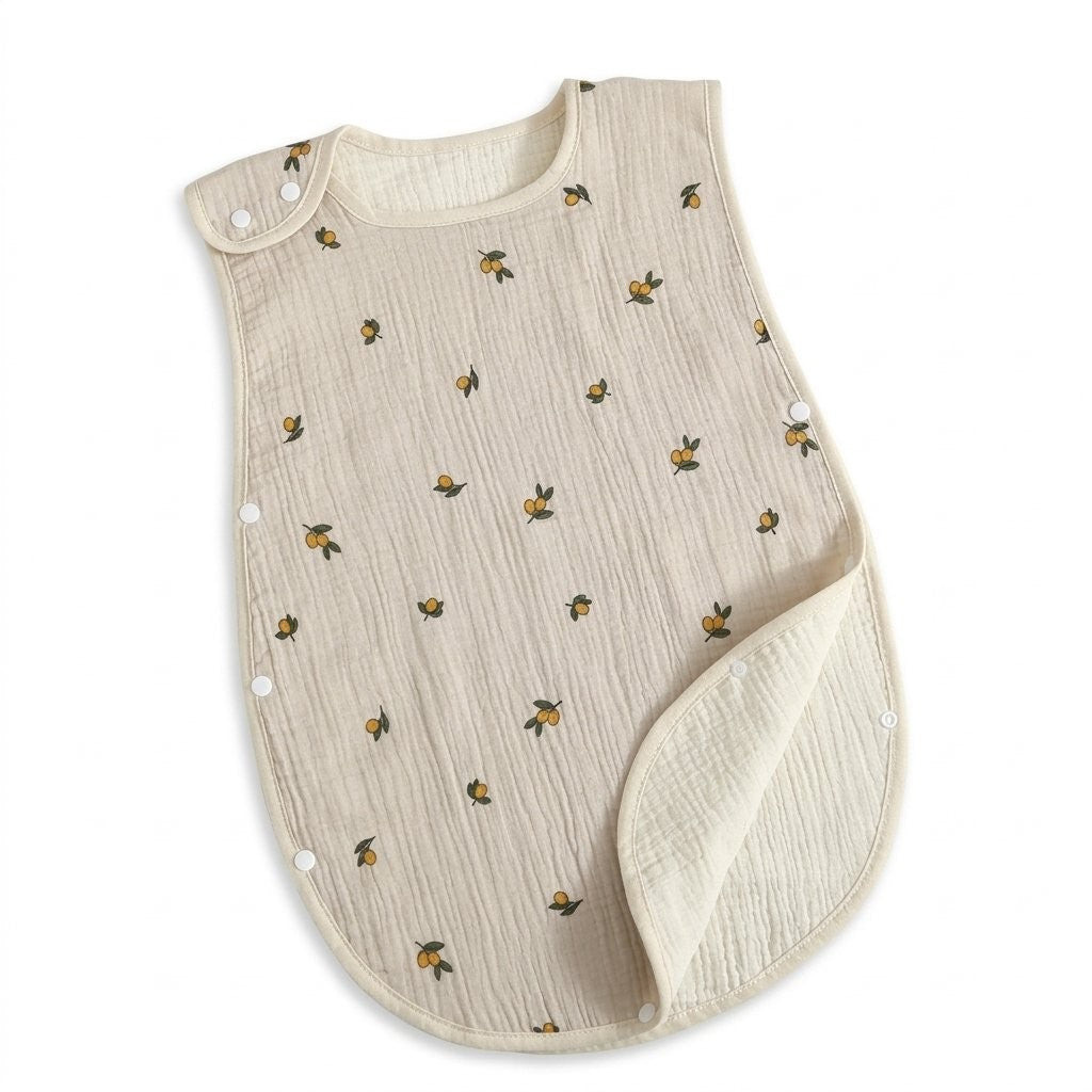 Gigoteuse sans manches en gaze de coton, motif olivier