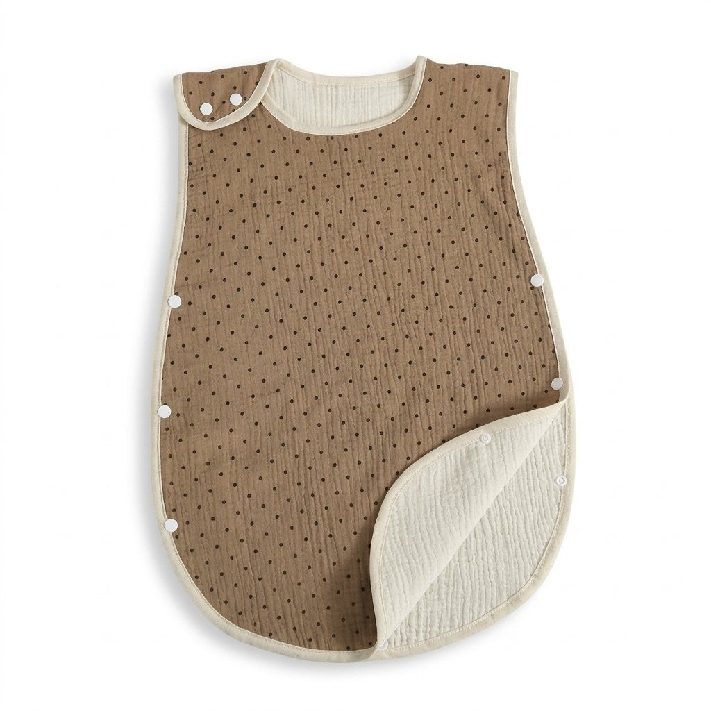 Gigoteuse sans manches en gaze de coton, motif petits pois