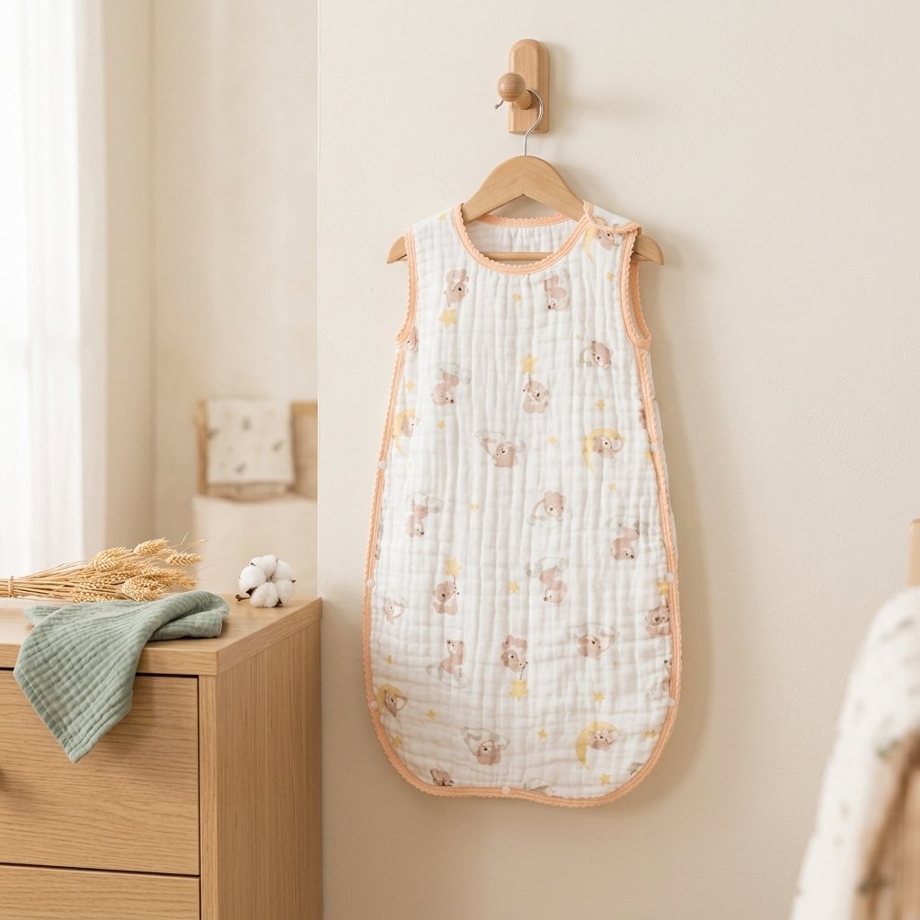 Turbulette en gaze motif oursons suspendue à un cintre Image